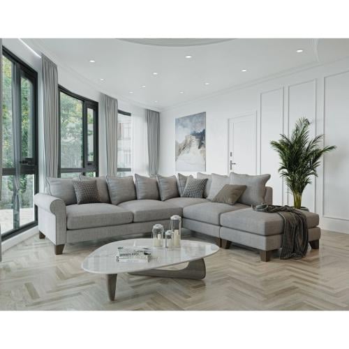 كنبة زاوية خشب سويدي و كتان 279×253×60×92 سم