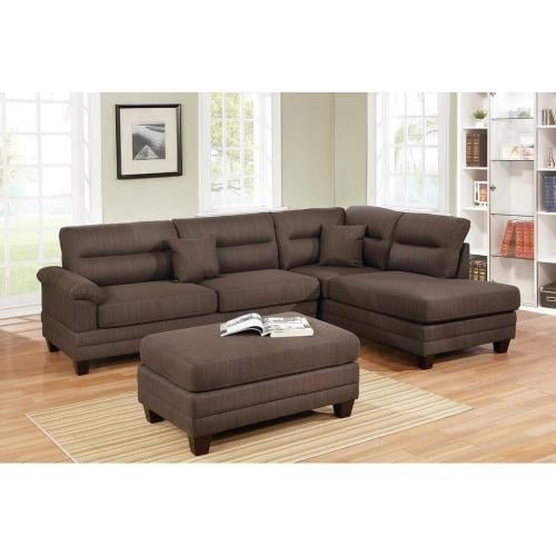 كنبة زاوية خشب سويدي و كتان - بني