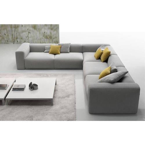 كنبة زاوية خشب سويدي و كتان - رمادي