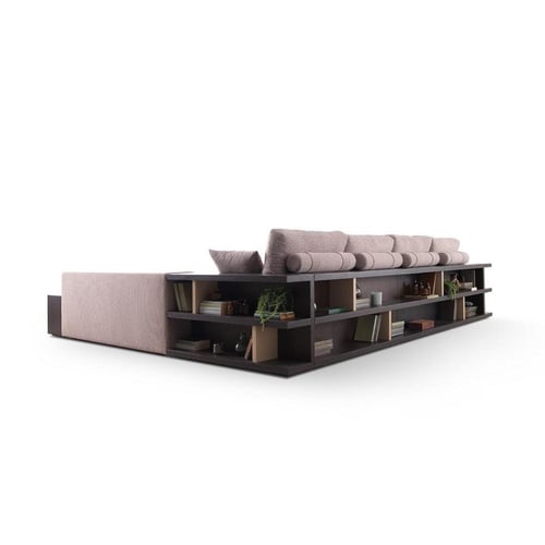 كنبة ركنة خشب طبيعي و كتان - بيچ