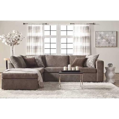 كنبة زاوية خشب سويدي وخيش - بني