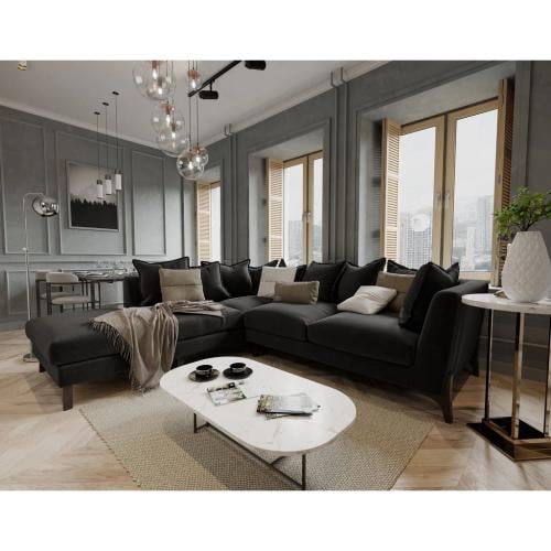 كنبة زاوية 279×253×60×92 سم - أسود - ICO.SO.114