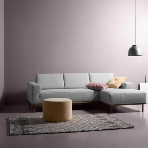 كنبة زاوية خشب سويدي و خيش - رمادي