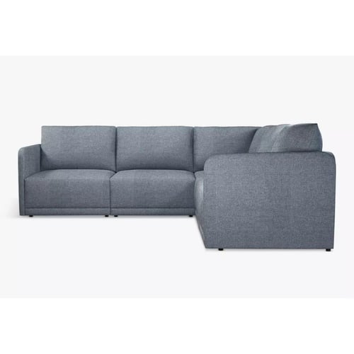 كنبة ركنة خشب طبيعي و كتان - رمادي