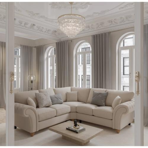 كنبة زاوية 266×266×60×54 سم - بيج