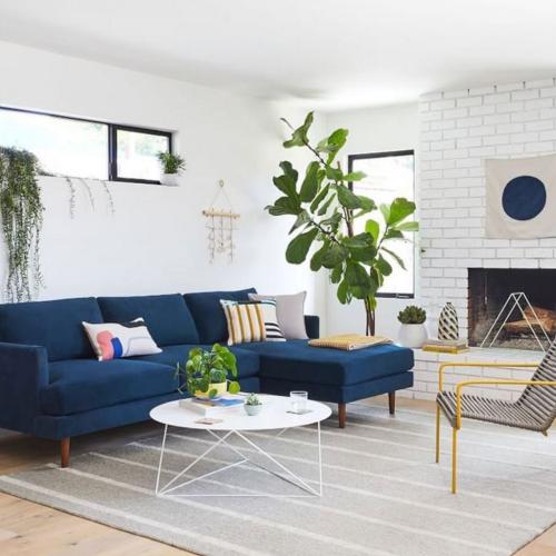 كنبة زاوية - خشب سويدي - أزرق - 320×150×95×85 سم