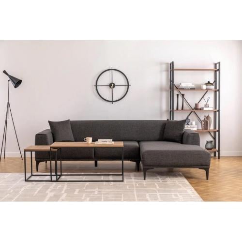 كنبة زاوية 250×165×90×80 سم - رمادي - ARTSOFS39