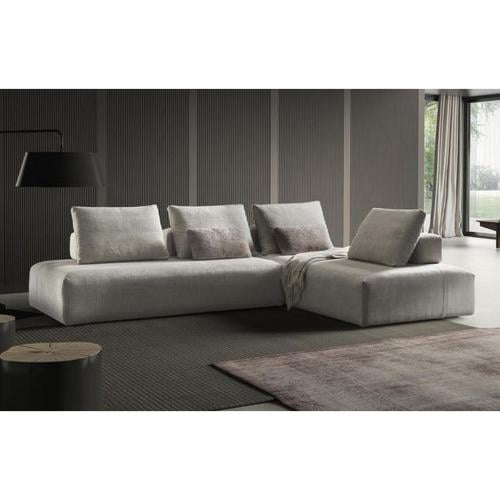 كنبة زاوية كتان وام دي اف - رمادي