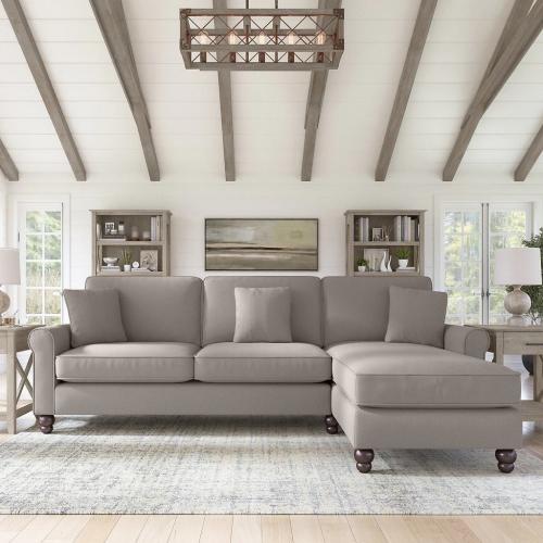 كنبة زاوية خشب سويدي و كتان - رمادي