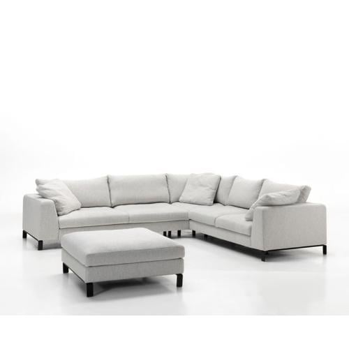 كنبة زاوية كتان و سويدي - رمادي