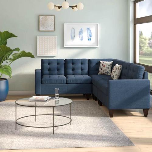 كنبة زاوية - خشب سويدي - أزرق - 320×150×95×85 سم