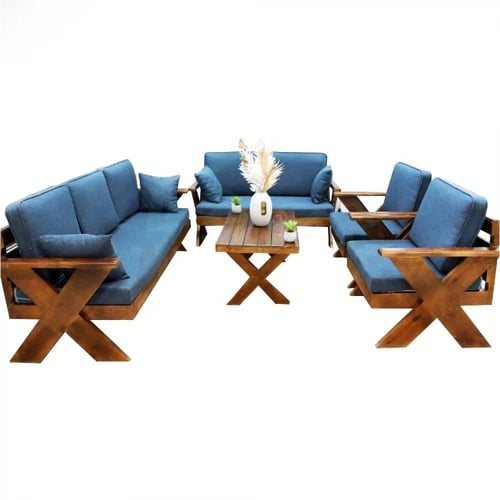 طقم جلوس خارجي خشبي فاخر مع طاولة