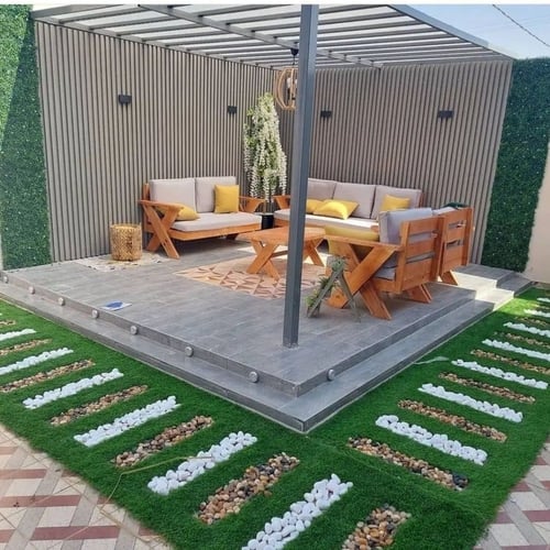 طقم جلوس خارجي خشبي فاخر