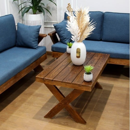 طقم جلوس خارجي خشبي فاخر مع طاولة