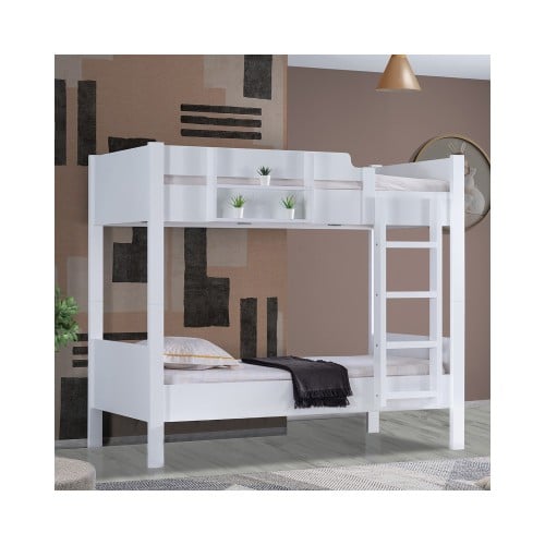 سرير بطابقين - أبيض