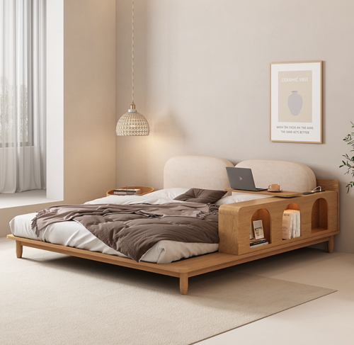 سرير مع خزانة جانبية لمسة عصرية