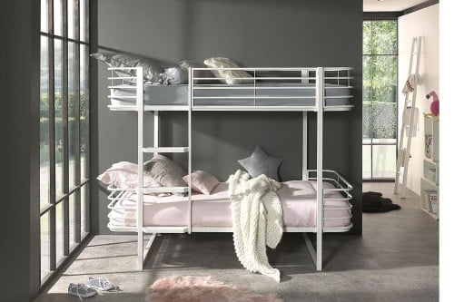 سرير بطابقين - أبيض