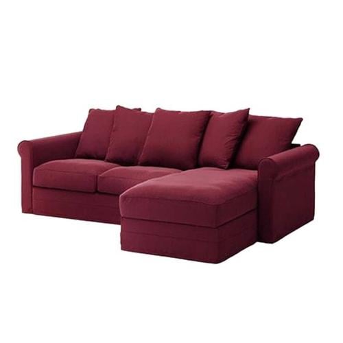 كنبة زاوية خشب سويدي و مخمل - أحمر