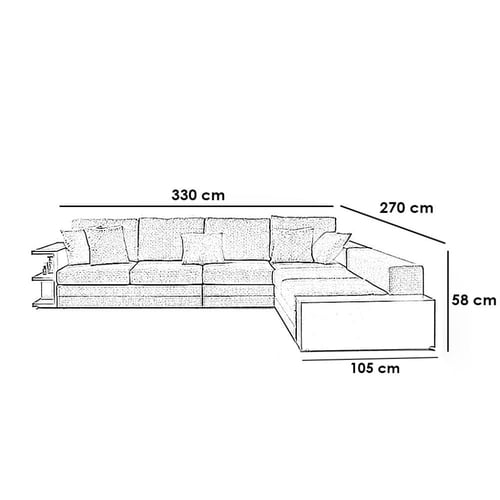 كنبة ركنة خشب طبيعي و كتان - بيچ