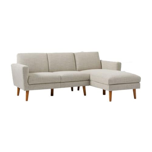 كنبة زاوية خشب سويدي وكتان - بيج وبني