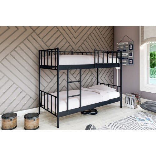 سرير بطابقين - أسود