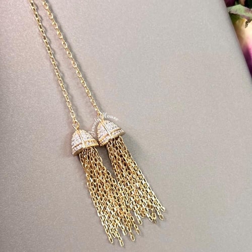 طقم عقد بوشرون مطلي ومرصع بالألماس الصناعي