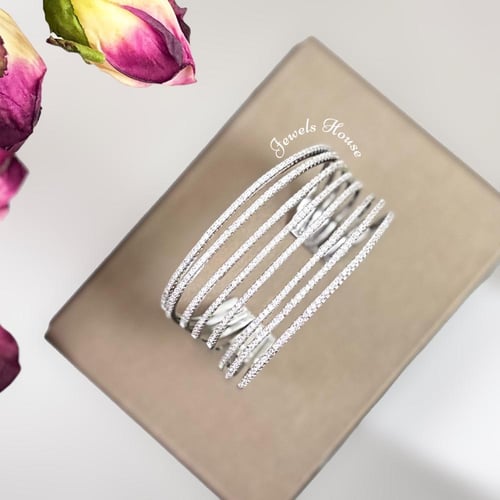 طقم اسوار وخاتم مطلي ومرصع بالألماس الصناعي