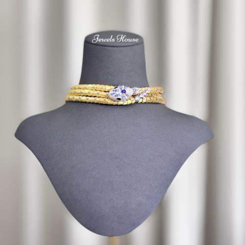 تشوكر مطلي ومرصع بالأحجار و بالألماس الصناعي