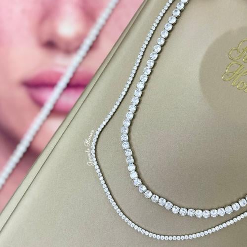 سلسال تنس أنيق مطلي ومرصع بالالماس الصناعي