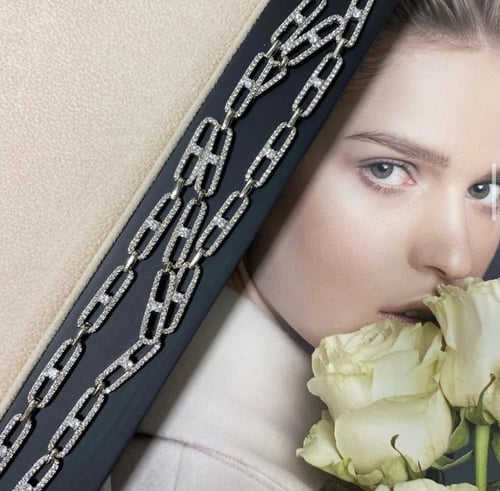 طقم تشوكر مطلي ومرصع بالألماس الصناعي