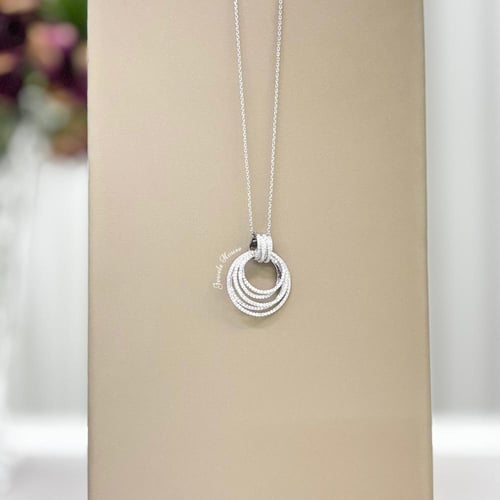 طقم من سلسال وحلق مطلي ومرصع بالألماس الصناعي