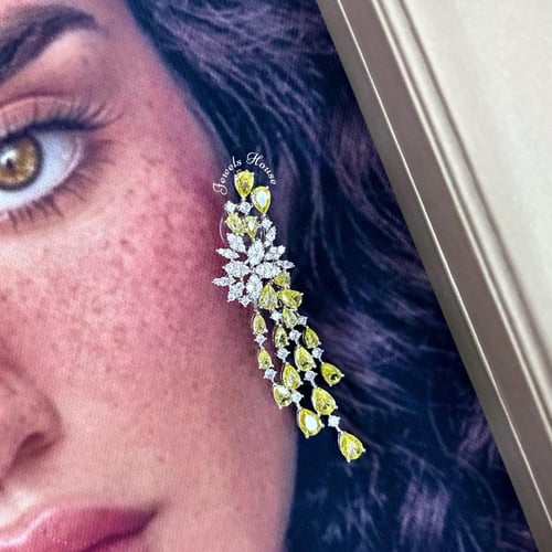طقم فاخر مطلي ومرصع بالألماس الصناعي