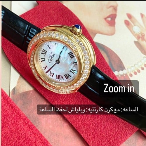 ساعة بتصميم الماس مرصعةبالألماس الصناعي