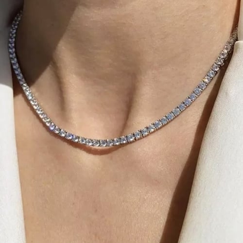 سلسال تنس أنيق مطلي ومرصع بالالماس الصناعي