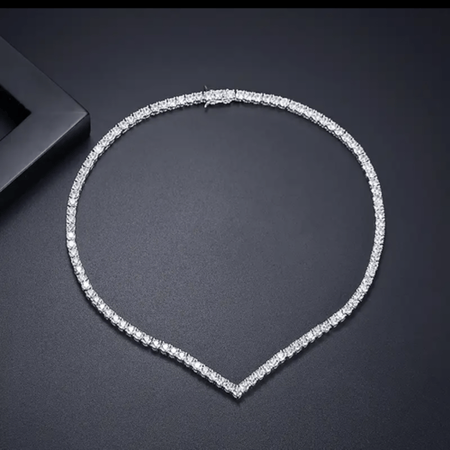 سلسال تنس أنيق مطلي ومرصع بالالماس الصناعي