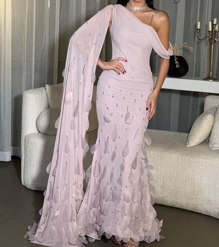 فستان للمناسبات خامه شيفون تطريز يدوي