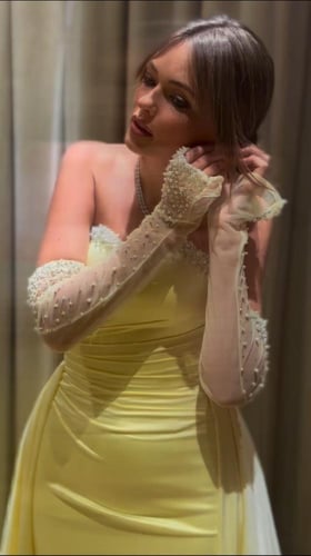 فستان اصفر خامه شانطون