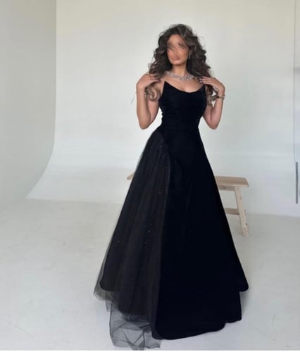 فستان مخمل مع تل لامع كلوش