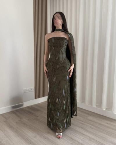 فستان اجوان الزيتي