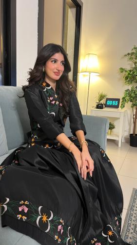 فستان اسود ناعم انيق قطعتين