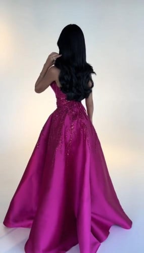 فستان موف خامة تل مطرز