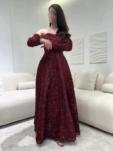 فستان سهرة عودي انيق