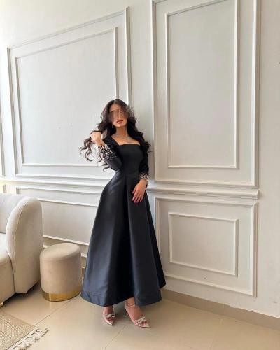 فستان خامة ميكادو اسود