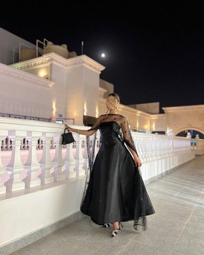 فستان غنج بثلاث ألوان: أسود، رصاصي، كحلي - فستان س...