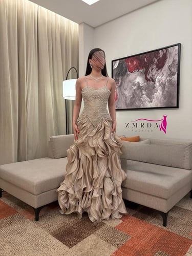 فستان سهرة مطرز بلولو كلوش فاخر