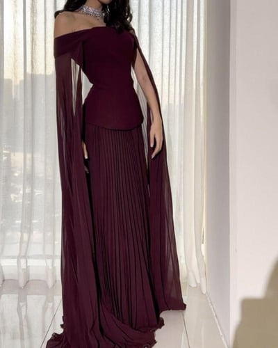 فستان ناعم خامه شيفون باكمام مميزه