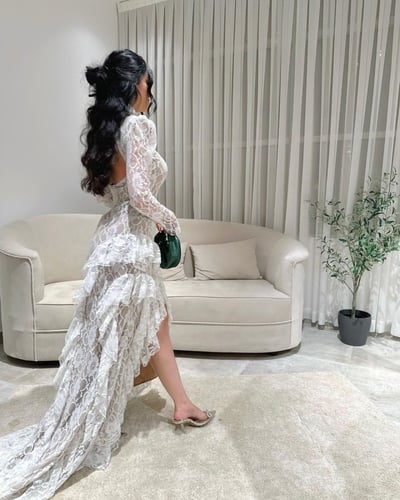 فستان خامة دانتيل مشجر