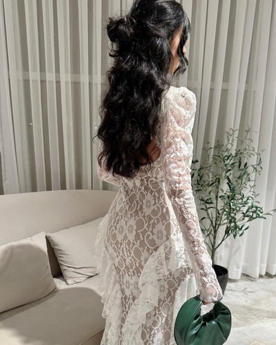 فستان خامة دانتيل مشجر