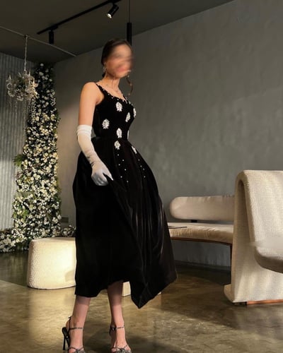 فستان اسود خامه مخمل جوخ