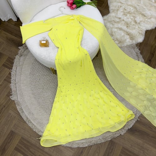 فستان للمناسبات خامه شيفون تطريز يدوي